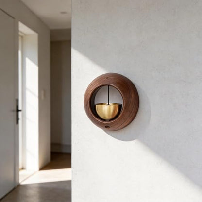 Wooden Magnetic Shopkeepers Bell Magnetic Trigger, Brass Chime On Door Open, No Batteries. Easy Mount for Entrance, Wall, Store, Wardrobe, Fridge. for Home, Retail, Office, Kitchen – Doorbell.