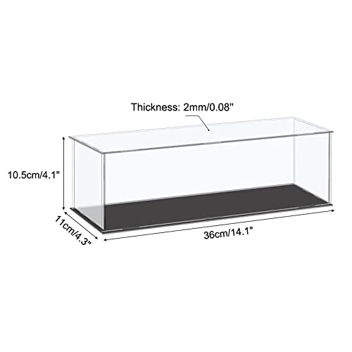 MECCANIXITY Acrylic Display Case Plastic Box Cube Storage Box Clear Small Assemble Dustproof Showcase 14.1x4.3x4.1 Inch for Collectibles Items - size: 14.1x4.3x4.1 Inch