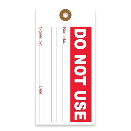 Tags 4 Less Production Quality Control Hang Tags – Equipment Preventative Maintenance Labels, for Easy Record-Keeping for Inventory Status (Do Not Use, Pack of 100) - color: Do Not Use