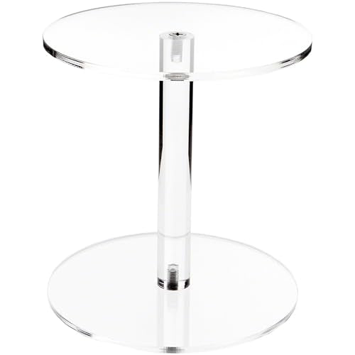 Plymor 8" H x 7.5" Round Clear Acrylic Barbell Pedestal Display Riser - size: 8" x 7.5" x 7.5"