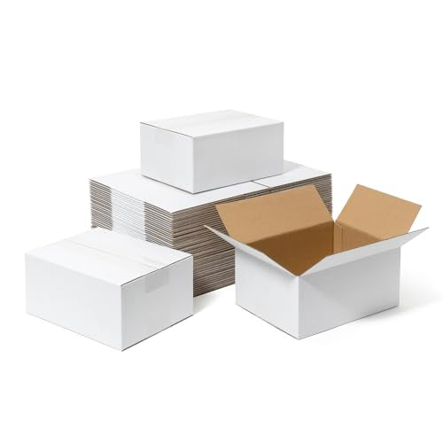 Mefleet 8x6x4" Small Shipping Boxes 50 Pack Corrugated Cardboard Box White - size: 8x6x4 inches (50 Pack)