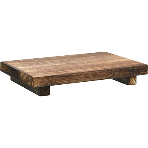 Nuogo Wood Pedestal Riser Stand for Kitchen Soap Tray,12 X 7 Inch,Brown - color: Brown, size: 12 x 7 Inch
