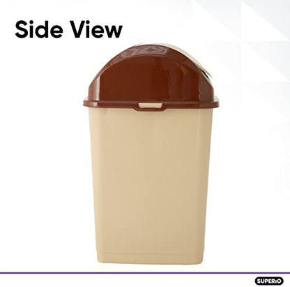 Superio Medium Trash Can with Lid 4.5 Gallon Plastic Swing Top Garbage Can Slim Waste Bin for Under Sink/Cabinet, Laundry Room, Kitchen, Office, Bedroom, Bathroom, College Dorm, 18 Qt, Beige - size: 4.5 Gallon, style: 1 Pack