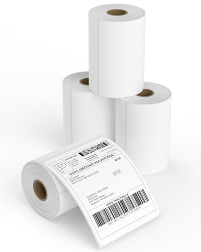 4 Rolls 4"x6" Direct Thermal Printer Labels – 250 Labels/Roll, 4x6 Shipping Labels Compatible with Zebra & Rollo Label Printer - Perforated and Strong Adhesive Thermal Labels - size: 4" x 6", style: 4 Rolls
