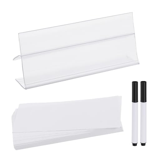 PATIKIL 3.9" x 1.8" Wire Shelf Label Holder, 20 Pack Reusable Plastic Price Tag Display Clip for 0.79" to 0.98" Thick Shelves with Paper Inserts Pens for Home Market Store, Clear - size: 3.9" x 1.8"(0.79-0.98)