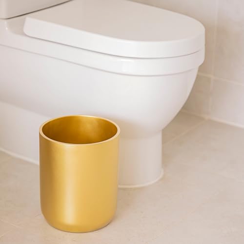 YEW DESIGN Gold Round 2 Gallon Trash Can for Home and Bathroom - color: Gold