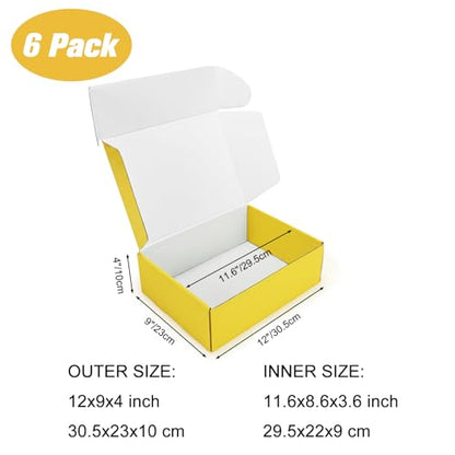 PHAREGE 6 Pack 12x9x4 in Cardboard Shipping Boxes, Lemon Yellow Gift Box - color: Yellow, size: 12x9x4 inch 6 Pack