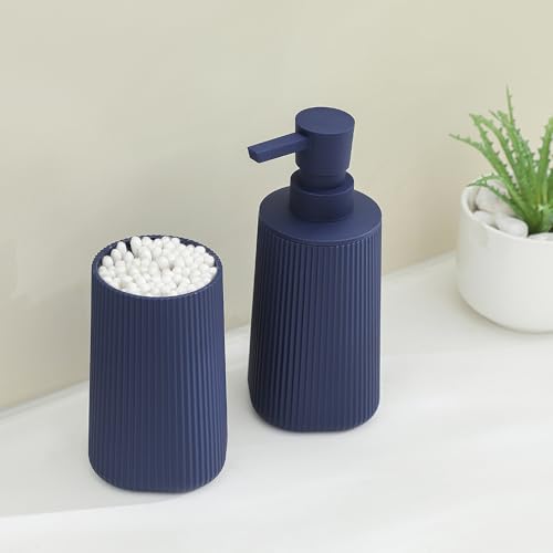 YAUKPH Bathroom Soap Dispenser and Toothbrush Holder Striped Blue - color: Striped Blue