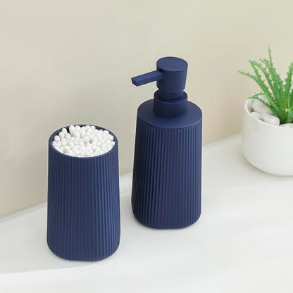YAUKPH Bathroom Soap Dispenser and Toothbrush Holder Striped Blue - color: Striped Blue