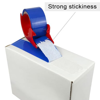 BOMEI PACK 3 Rolls Blue Heavy Duty Packing Tape with red Dispenser, Packaging Tape 1.88 Inches x 55Yards, 2.5mil Industrial Shipping Tape for Moving Shipping, Office & Storage - color: blue