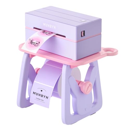 MUNBYN Label Holder for Rolls and Fanfold Labels - color: Purple and Pink