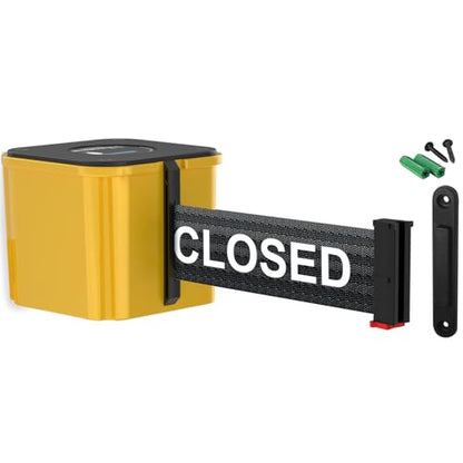 Wall Mount YLW Retracta-Belt 15' This Lane Closed Belt Barrier - color: Yellow Case w/ This Lane Closed Belt, size: 15' Belt