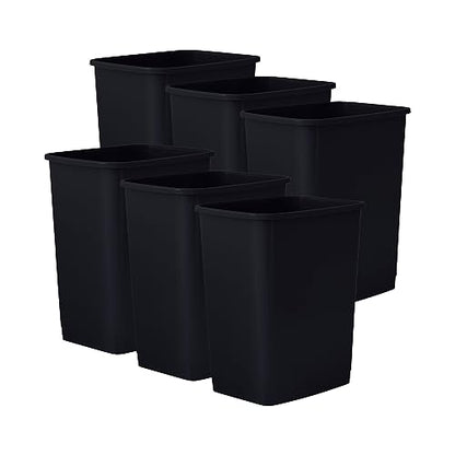 Superio Kitchen Trash Can 9 Gallon Slim Waste Bin 37 Qt Durable Plastic, Fit Small Spaces, Office, Bathroom, Under Counter (6, Black) - color: 6, Black, size: 9 Gallon