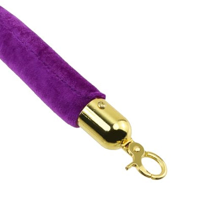 Oedema 4Pcs Purple Velvet Stanchion Ropes with Gold Hooks 5 Feet - color: Purple