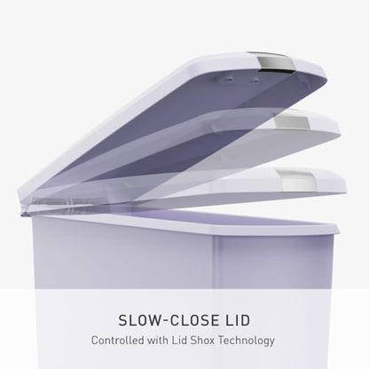 simplehuman Slim Step Can, 40L / 10.6 Gallon Space-Efficient Kitchen Trash Can, Studio Edition, Pet-Proof Slide Lock, 150,000-Step Pedal, Wheels, Lilac Plastic - color: Lilac