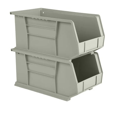 15" x 8" x 7" (6 Pack) Plastic Stackable Storage Bin, Gray/Brown - color: Gray/Brown, size: 6 Pack