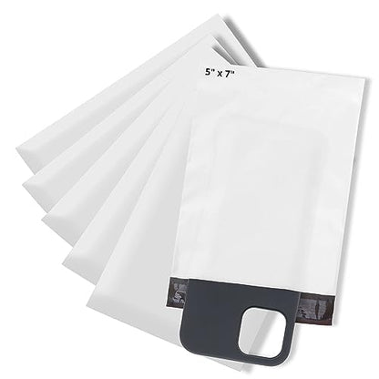 Small Poly Mailers 5x7, Solid White Shipping Bags - Tear And Puncture Free Poly Bags - Water Resistant Mailing Bags - Packaging Bags For Small Business - 100 Count