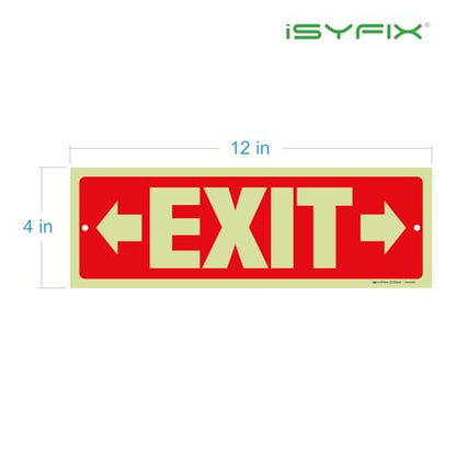 iSYFIX Exit Signs with Right & Left Arrow, 6 Pack, 12x4 Inch - color: Plastic Righ&Left Glow, size: 6 Pk 12x4