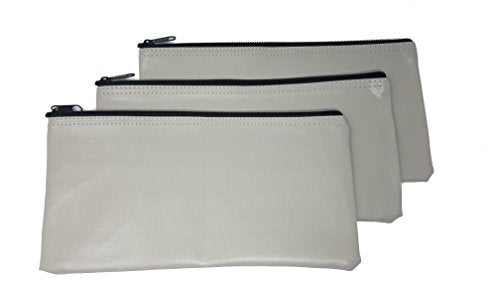 Cash Bag, Coin Bag, Company Security Bank Deposit/Utility Zipper Bag, 11 X 5.5 Inches, Grey, Navy, Green, Maroon. (Pack of 3, Grey) - color: Grey, size: Pack of 3