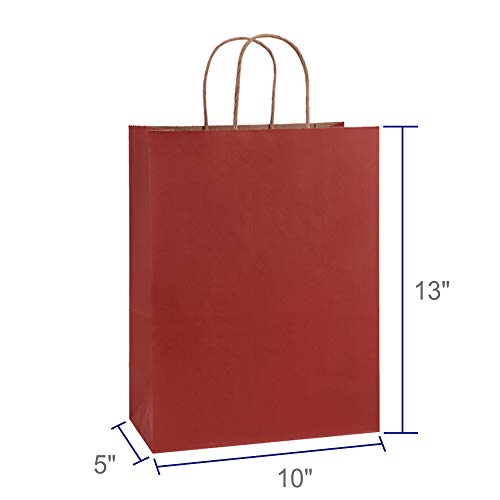 BagDream Kraft Paper Bags with Handles 10x5x13 Inch Red 50 Pack Bulk - color: Red