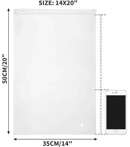 Large Ziplock Bags for Storage - 25pcs 14x20" Zipper Storage Bags for Organizing Clothing Packaging T-Shirts Pillowcases - size: 14x20"