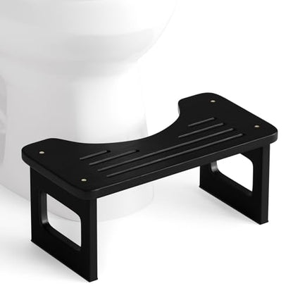 Bathway Squatting Potty Stool, Compact Poop Stool, Bamboo Toilet Stool Squat Adult, Foot Step Stool, Anti-Slip Pooping Stools for Bathroom, Assembly Required,Black, 6.8'' - color: Black, size: 6.8 Inch(Assemble)
