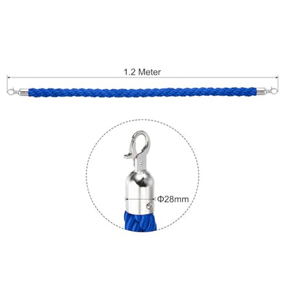 PATIKIL Stanchion Rope, 1.2m/3.9Ft Barrier Rope Twisted Post Ropes for Posts Stands Queue Divider Crowd Control of Hotel, Blue Silver - color: Blue, Silver, size: 3.9Ft