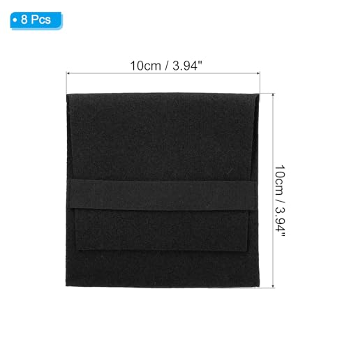 PATIKIL 10x10cm Jewelry Pouches with Band, 8 Pack Microfiber Portable Soft Storage Bags Packaging for Necklace Bracelet Earring Watch Rings Brooch, Black - color: Black