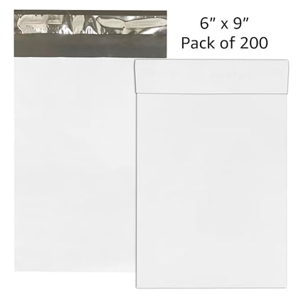 6" x 9" Poly Mailers Pack Of 200, Self-Sealing Envelopes For Packing & Shipping, Mailing Shipping Mailers, Office & Shipping Supplies - color: White, size: 6" x 9" pack of 200