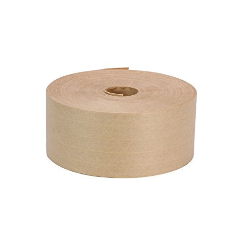 Rok Hardware 2-7/8" x 450' Heavy Duty Fiber Reinforced Gummed Paper Water Activated Sealing Carton Box Brown Kraft Packaging Machine Shipping Tape