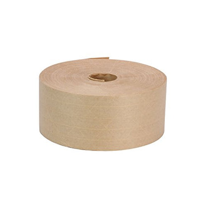 Rok Hardware 2-7/8" x 450' Heavy Duty Fiber Reinforced Gummed Paper Water Activated Sealing Carton Box Brown Kraft Packaging Machine Shipping Tape