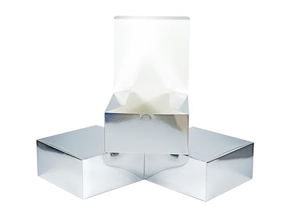 Metallic Silver Gift Boxes 25 pcs 8x8x4 for Various Gift-Giving Purposes - size: 1 Count (Pack of 25)