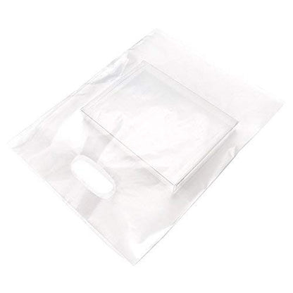 ClearBags 100 Frost Handle Bags 12x15, Extra Thick 2.25 Mil Retail Plastic Shopping Merchandise Gift Bags Tear Resistant Strong Durable Anti Stretch For Small Business LDPE Die Cut, 100% Recyclable - size: 12" x 15"