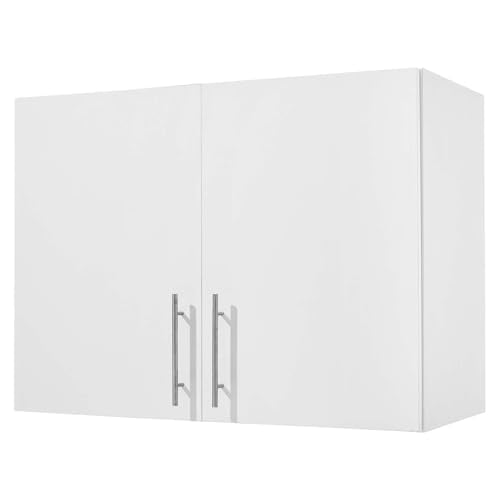 VEVOR Laundry Room Wall Cabinet, 2-Tier Wall Mounted Hanging Cabinet with Adjustable Shelf, 32 in Cupboard Storage with 2 Doors, for Bathroom, Kitchen, Laundry, 16 x 32 x 24 in (D x W x H), White - size: 32 Inch, style: 2 Doors