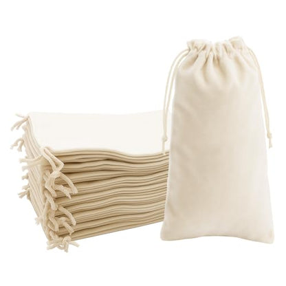 Mandala Crafts 4x10 Cream Velvet Drawstring Bags for Wine Bottle - color: Cream 4X10 Inches, size: 1 Count (Pack of 50)