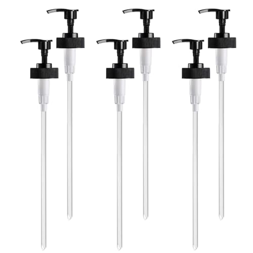 Gallon Pump Dispenser, Fits Most 1 Gallon Jugs and Containers 38/400 Snow Cone Syrup Pump Lid Top Replacement for Sanitizer, Lotion, Shampoo, Conditioner (Balck - 6 Pack) - color: Balck-6pcs