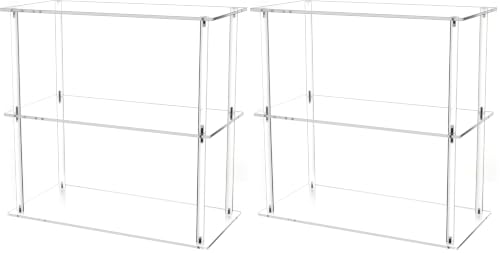 Jusalpha Rectangular 3 Tier Clear Acrylic with Metal Tabletop Display Stand for Desktop Shelf, Bathroom Vanity Cosmetic Makeup Organization Shelves, Home Decor Display Stand (Large 3 Tier) (Pack of 2) - size: 3 Tier, Rectangular, Large (Pack of 2)