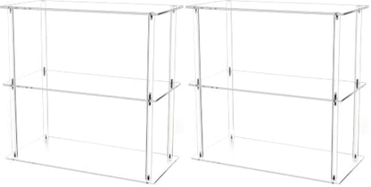 Jusalpha Rectangular 3 Tier Clear Acrylic with Metal Tabletop Display Stand for Desktop Shelf, Bathroom Vanity Cosmetic Makeup Organization Shelves, Home Decor Display Stand (Large 3 Tier) (Pack of 2) - size: 3 Tier, Rectangular, Large (Pack of 2)