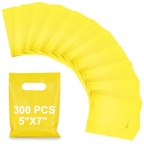 Maitys Yellow 300 Pcs Small Plastic Bags with Handles 5x7 for Business - color: Yellow