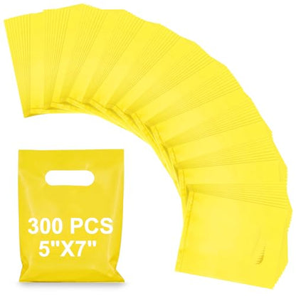 Maitys Yellow 300 Pcs Small Plastic Bags with Handles 5x7 for Business - color: Yellow