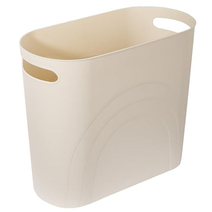 rejomiik Small Bathroom Trash Can, 3.5 Gallon Slim Garbage Can, Cream - color: Cream, size: 1 pack