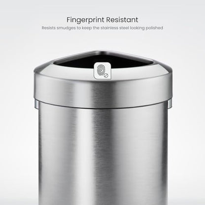 Home Zone Living 16 Gallon Commercial Trash Can with Removable Open Top Lid - color: Brushed Silver, size: Triangular