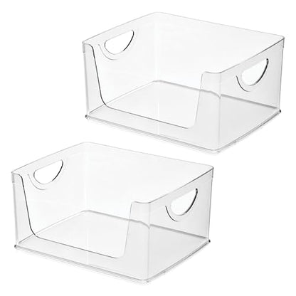 iDesign Stackable Open-Front Storage Bin with Handles, Set of 2, Clear - style: Pack of 2