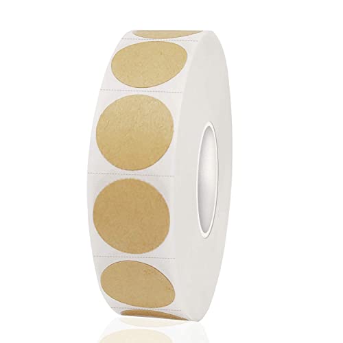 1200 Pieces 0.75 Inch Round Color Coding Label Garage Sale Stickers Blank Yard Sale Price Sticker Permanent Adhesive Dots Stickers,Easily Writable with Perforation Line (Kraft) - color: Kraft, size: 0.75 inch-1 roll