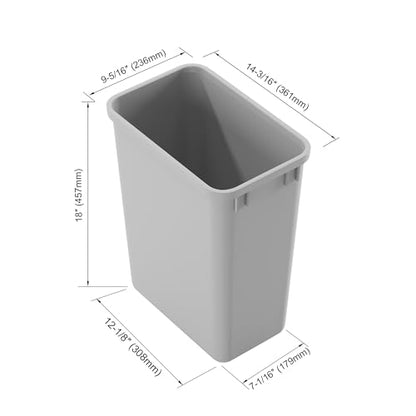 Dowell Wastebasket Trash Container, 35Qt/9Gal, Plastic, Stackable, for Kitchen/Bathroom/Office, Tall&Slim Trash Can 18" H (Grey 4000 35 04) - size: 37Qt - 1 Pack