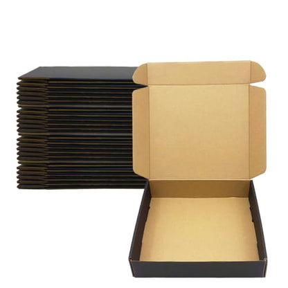 24 Pack 9x8x2 Inches Black Shipping Boxes, Corrugated Cardboard Mailer Box - size: 9''x8''x2''