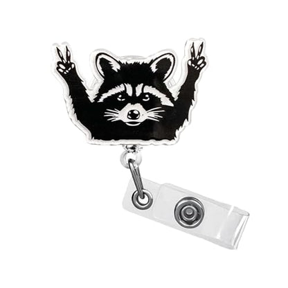 RIICFDD Badge Reel Minimalist Black White Raccoon Badge Reels 1 Pcs - color: Cute Styl 60