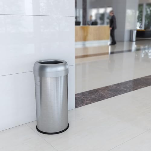 iTouchless 16 Gallon / 61 Liter Dual-Deodorizer Trash Can and Recycle Bin, Stainless Steel Commercial Grade Large 10 Inch, Home, Restaurant, Restroom, Office, Open Top, Round - color: Stainless Steel 16 Gal