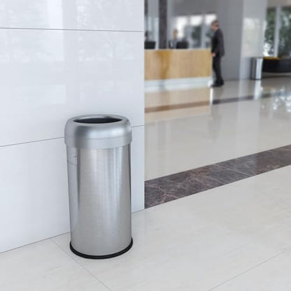 iTouchless 16 Gallon / 61 Liter Dual-Deodorizer Trash Can and Recycle Bin, Stainless Steel Commercial Grade Large 10 Inch, Home, Restaurant, Restroom, Office, Open Top, Round - color: Stainless Steel 16 Gal