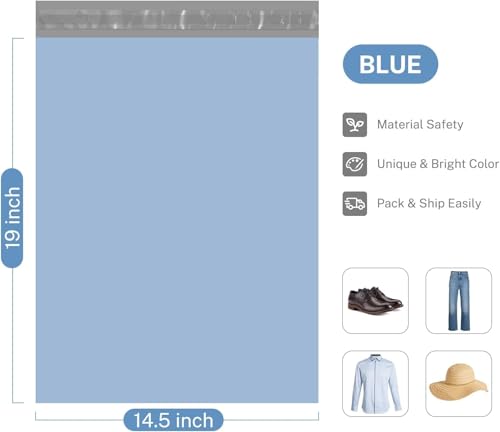 Metronic Poly Mailers 14.5x19 70,000 Pack Large Shipping Bags for Clothing Mailing Bags with Strong Self-sealing Adhesive Waterproof and Tear-Proof Shipping Bags Bulk in Blue - color: Blue, size: 14.5x19 70,000PC